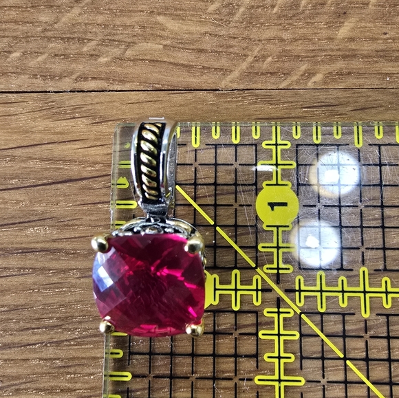 Ruby Rhinestone Pendant and Earring Set - Picture 10 of 11